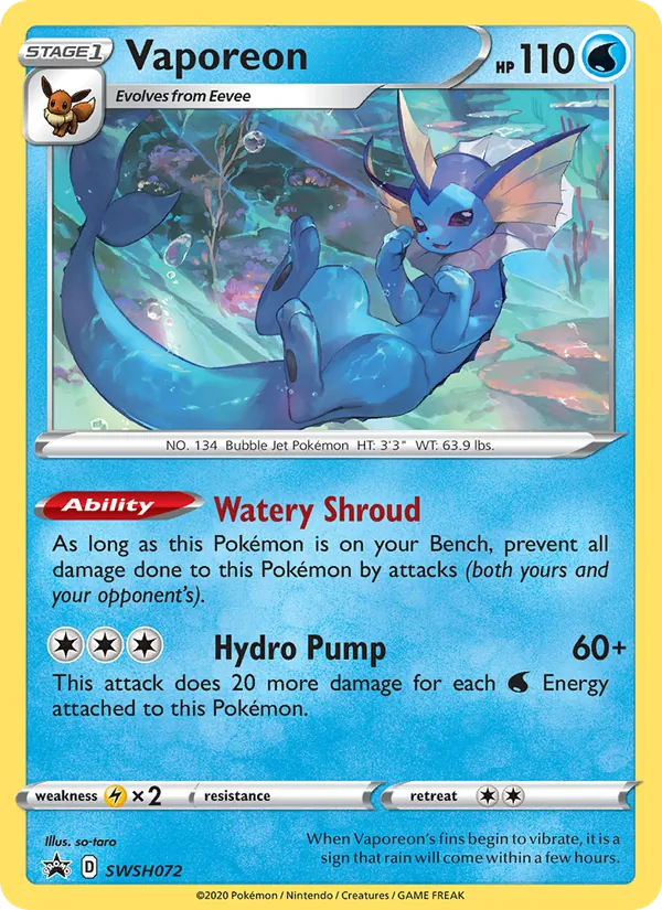 Vaporeon #SWSH072 – SWSH Black Star Promos card