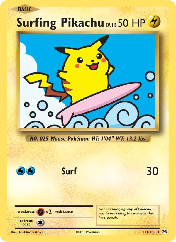 Surfing Pikachu #111 – Evolutions card