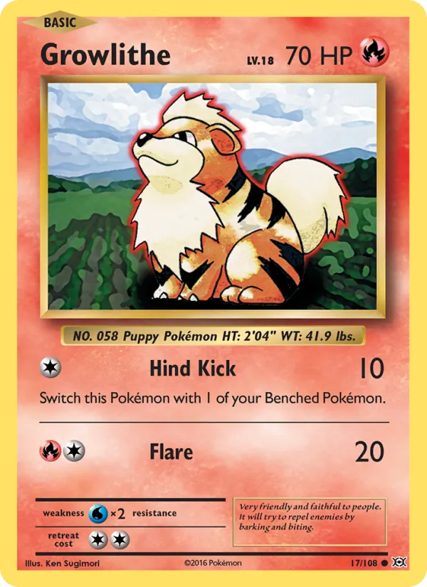 Growlithe #17 – Evolutions card