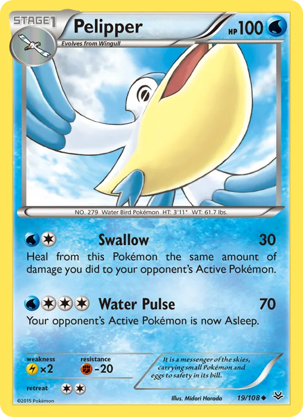 Pelipper #19 – Roaring Skies card