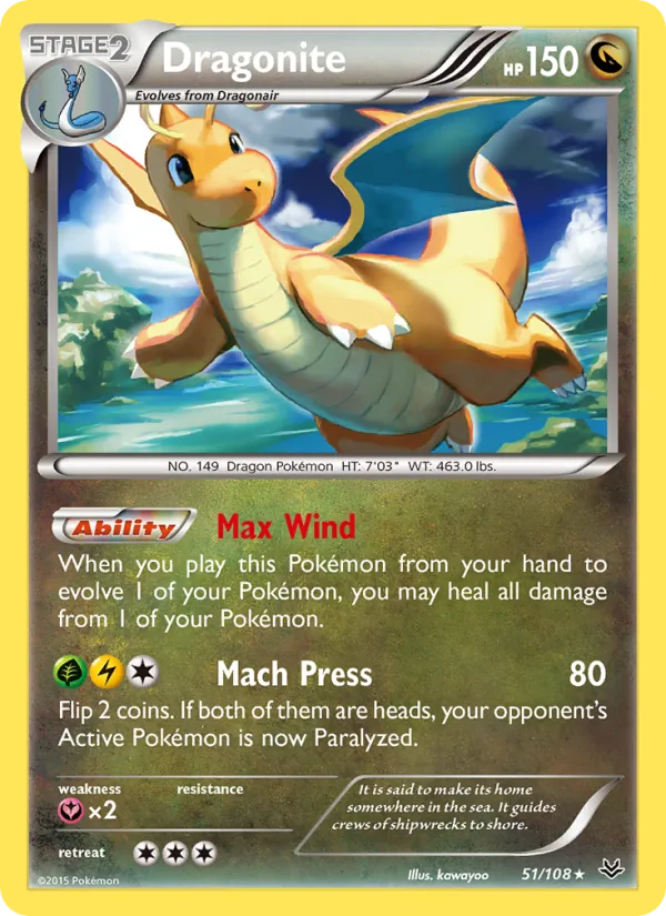 Dragonite #51 – Roaring Skies card