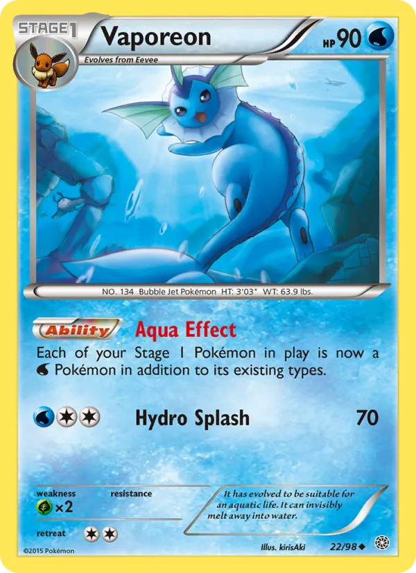 Vaporeon #22 – Ancient Origins card